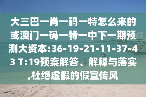 大三巴一肖一碼一特怎么來的或澳門一碼一特一中下一期預(yù)測大資本:36-19-21-11-37-43 T:19預(yù)案解答、解釋與落實(shí),杜絕虛假的假宣傳風(fēng)
