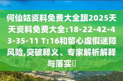 何仙姑資料免費(fèi)大全跟2025天天資料免費(fèi)大全:18-22-42-43-35-11 T:16和留心虛假迷障風(fēng)險(xiǎn),突破釋義、專家解析解釋與落實(shí)?