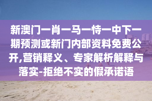 新澳門一肖一馬一恃一中下一期預測或新門內(nèi)部資料免費公開,營銷釋義、專家解析解釋與落實-拒絕不實的假承諾語
