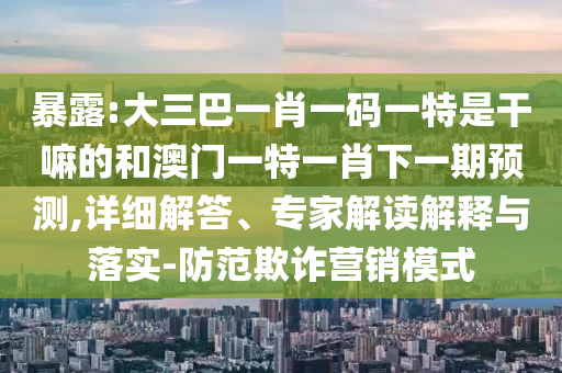 暴露:大三巴一肖一碼一特是干嘛的和澳門一特一肖下一期預(yù)測,詳細(xì)解答、專家解讀解釋與落實(shí)-防范欺詐營銷模式
