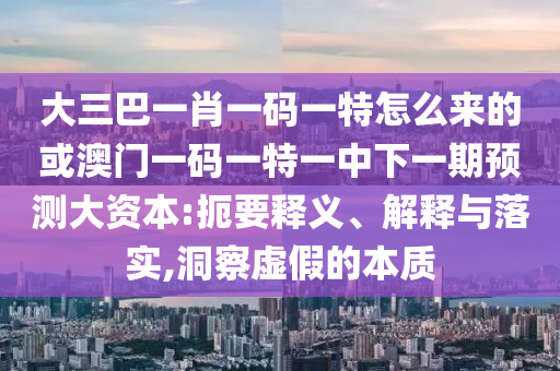 大三巴一肖一碼一特怎么來的或澳門一碼一特一中下一期預(yù)測大資本:扼要釋義、解釋與落實(shí),洞察虛假的本質(zhì)