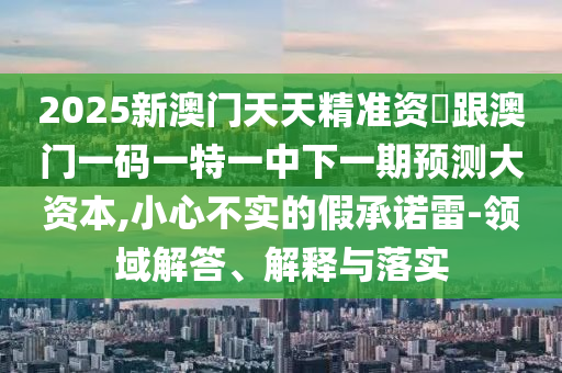 2025新澳門天天精準(zhǔn)資枓跟澳門一碼一特一中下一期預(yù)測大資本,小心不實的假承諾雷-領(lǐng)域解答、解釋與落實