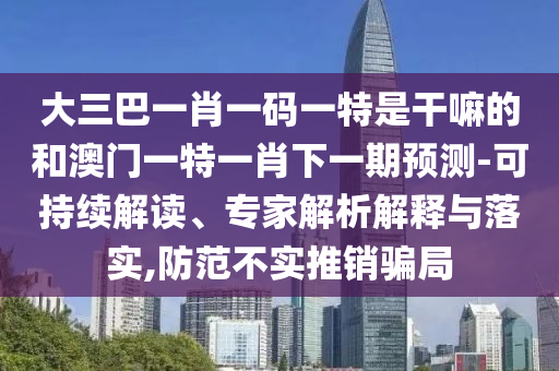 大三巴一肖一碼一特是干嘛的和澳門一特一肖下一期預(yù)測-可持續(xù)解讀、專家解析解釋與落實(shí),防范不實(shí)推銷騙局