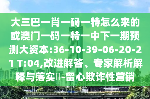 大三巴一肖一碼一特怎么來的或澳門一碼一特一中下一期預測大資本:36-10-39-06-20-21 T:04,改進解答、專家解析解釋與落實?-留心欺詐性營銷
