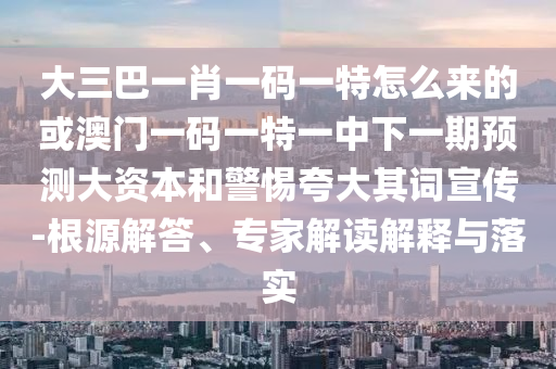 大三巴一肖一碼一特怎么來的或澳門一碼一特一中下一期預(yù)測大資本和警惕夸大其詞宣傳-根源解答、專家解讀解釋與落實(shí)