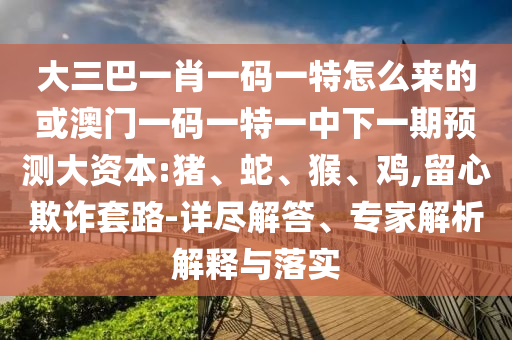 大三巴一肖一碼一特怎么來的或澳門一碼一特一中下一期預(yù)測(cè)大資本:豬、蛇、猴、雞,留心欺詐套路-詳盡解答、專家解析解釋與落實(shí)